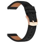 20mm Square Leather Rose Gold Buckle Watch Band(Black) - 2