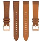 20mm Square Leather Rose Gold Buckle Watch Band(Brown) - 3