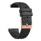 20mm Embossed Rose Gold Buckle Silicone Watch Band(Black) - 3