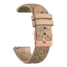 20mm Embossed Rose Gold Buckle Silicone Watch Band(Khaki) - 3