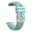 20mm Embossed Rose Gold Buckle Silicone Watch Band(Light Blue) - 3