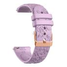 20mm Embossed Rose Gold Buckle Silicone Watch Band(Light Purple) - 3