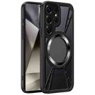 For Samsung Galaxy S24 Ultra 5G Silicone Cooling Hollow Metal MagSafe Phone Case(Black) - 1