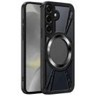 For Samsung Galaxy S24 5G Silicone Cooling Hollow Metal MagSafe Phone Case(Black) - 1