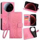 For Xiaomi 15 Ultra Tree & Deer Embossed Leather Phone Case(Pink) - 1