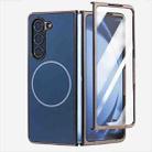 For Samsung Galaxy Z Fold6 5G Integrated Electroplating AG Frosted Skin Feel MagSafe Folding Phone Case(Sapphire Blue) - 1