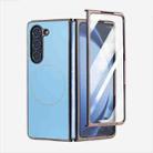 For Samsung Galaxy Z Fold5 5G Integrated Electroplating AG Frosted Skin Feel MagSafe Folding Phone Case(Far Peak Blue) - 1