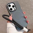 For iPhone 13 Pro Metal Diamond Texture Lens Frame MagSafe Phone Case with Lanyard(Black) - 1