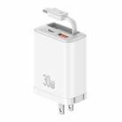 USAMS CC297 30W Fast Charger With Retractable USB-C / Type-C Cable, US Plug(White) - 1