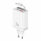 USAMS CC296 30W Fast Charger With Retractable USB-C / Type-C Cable, EU Plug(White) - 1