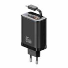 USAMS CC299 65W Fast Charger With Retractable USB-C / Type-C Cable, EU Plug(Black) - 1