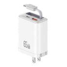 USAMS CC300 65W Fast Charger With Retractable USB-C / Type-C Cable, US Plug(White) - 1