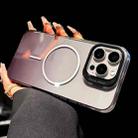 For iPhone 15 Pro Max Metal Lens Folding Holder Gradient MagSafe Shockproof Phone Case(Black) - 1