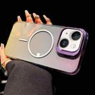 For iPhone 15 Metal Lens Folding Holder Gradient MagSafe Shockproof Phone Case(Purple) - 1