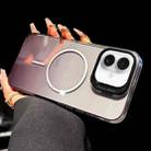 For iPhone 16 Metal Lens Folding Holder Gradient MagSafe Shockproof Phone Case(Black) - 1
