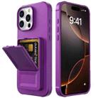 For iPhone 16 Pro Max Skin Feel TPU Hidden Mirror Card Bag Phone Case with Stand(Dark Purple) - 2
