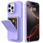 For iPhone 16 Pro Max Skin Feel TPU Hidden Mirror Card Bag Phone Case with Stand(Light Purple) - 2
