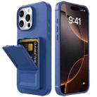 For iPhone 16 Pro Max Skin Feel TPU Hidden Mirror Card Bag Phone Case with Stand(Blue) - 2