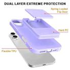 For iPhone 16 Skin Feel TPU Hidden Mirror Card Bag Phone Case with Stand(Light Purple) - 3
