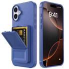 For iPhone 16 Skin Feel TPU Hidden Mirror Card Bag Phone Case with Stand(Blue) - 2