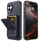 For iPhone 16 Skin Feel TPU Hidden Mirror Card Bag Phone Case with Stand(Black) - 2