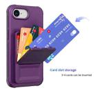 For iPhone 16e Skin Feel TPU Hidden Mirror Card Bag Phone Case with Stand(Dark Purple) - 2