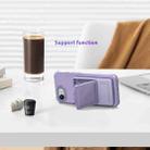 For iPhone 16e Skin Feel TPU Hidden Mirror Card Bag Phone Case with Stand(Light Purple) - 3