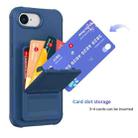 For iPhone 16e Skin Feel TPU Hidden Mirror Card Bag Phone Case with Stand(Blue) - 2