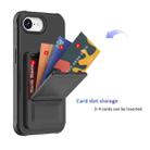 For iPhone 16e Skin Feel TPU Hidden Mirror Card Bag Phone Case with Stand(Black) - 2