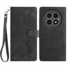 For OnePlus 13 Skin Feel Embossed Feather Leather Phone Case(Black) - 1