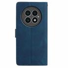 For OnePlus 13 Skin Feel Embossed Feather Leather Phone Case(Dark Blue) - 3