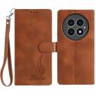 For OnePlus 13 Skin Feel Embossed Feather Leather Phone Case(Brown) - 1