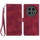 For OnePlus 13 Skin Feel Embossed Feather Leather Phone Case(Red) - 1