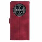 For OnePlus 13 Skin Feel Embossed Feather Leather Phone Case(Red) - 3