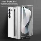 For Samsung Galaxy Z Fold6 5G Integrated Electroplated Plain Leather Pen Slot Center Axis Folding Phone Case with Stylus(White) - 2