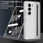 For Samsung Galaxy Z Fold5 5G Integrated Electroplated Plain Leather Pen Slot Center Axis Folding Phone Case with Stylus(White) - 3