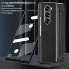 For Samsung Galaxy Z Fold5 5G Integrated Electroplated Plain Leather Pen Slot Center Axis Folding Phone Case with Stylus(Black) - 3