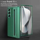 For Samsung Galaxy Z Fold5 5G Integrated Electroplated Plain Leather Pen Slot Center Axis Folding Phone Case with Stylus(Green) - 2