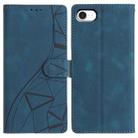 For iPhone 16e Triangles Embossed Leather Phone Case(Blue) - 1