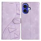 For iPhone 16 Plus Triangles Embossed Leather Phone Case(Purple) - 1