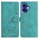 For iPhone 16 Plus Triangles Embossed Leather Phone Case(Green) - 1