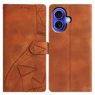 For iPhone 16 Triangles Embossed Leather Phone Case(Brown) - 1
