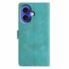 For iPhone 16 Triangles Embossed Leather Phone Case(Green) - 3