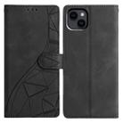 For iPhone 15 Plus Triangles Embossed Leather Phone Case(Black) - 1