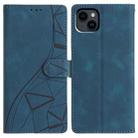 For iPhone 14 Triangles Embossed Leather Phone Case(Blue) - 1