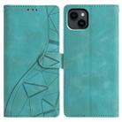 For iPhone 14 Triangles Embossed Leather Phone Case(Green) - 1