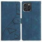 For iPhone 13 Pro Triangles Embossed Leather Phone Case(Blue) - 1