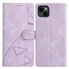 For iPhone 13 Triangles Embossed Leather Phone Case(Purple) - 1