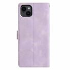 For iPhone 13 Triangles Embossed Leather Phone Case(Purple) - 3