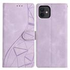 For iPhone 12 / 12 Pro Triangles Embossed Leather Phone Case(Purple) - 1